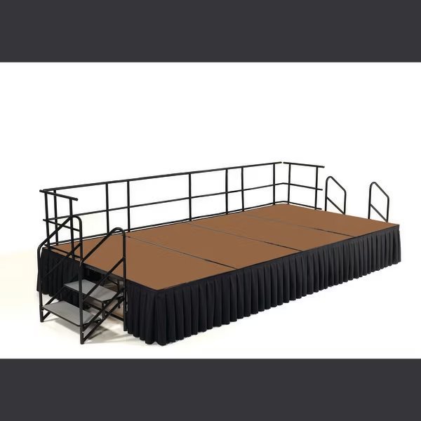 Stage Package, 8 Ft.x12 Ft.x24"H, Hardboard, Box Pleat Black Skirting, National Public Seating, Mfr#: SG362404HB-SB10