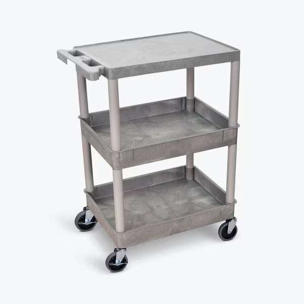 Flat Top and Tub Middle/Bottom Shelf Cart, 24" X 18", Luxor, Mfr#: STC211-G