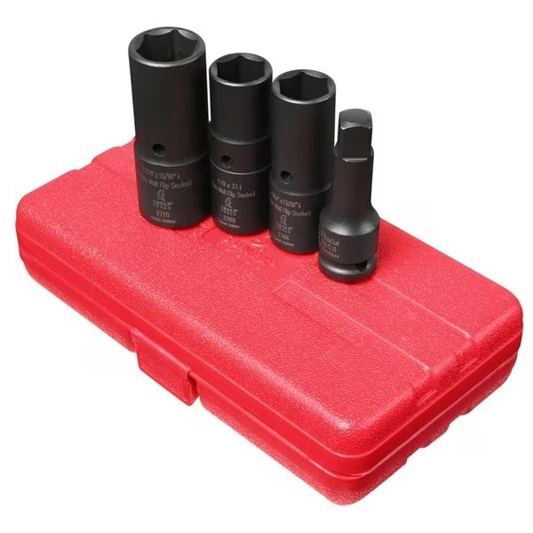 1/2" Drive Deep Thin Wall Flip Impact Socket Set, SAE, Metric, 4 pcs, Sunex, Mfr#: 2724