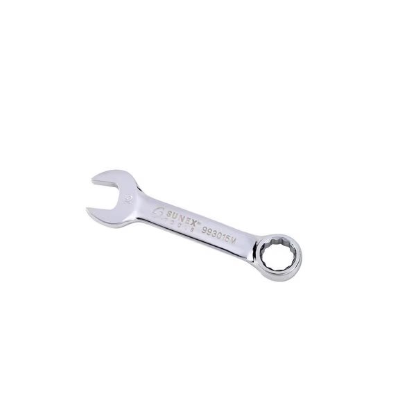 Fully Polished Stubby Combo Wrench 15mm, Sunex, Mfr#: 993015M