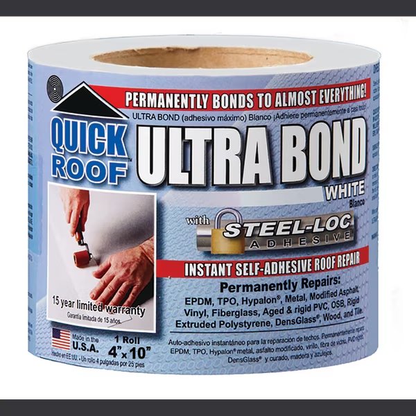 Quick Roof Ultra Bond, White, 4"X10', Cofair, Mfr#: UBW410