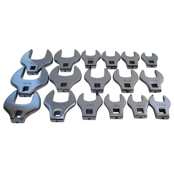 1/2" Drive Crowfoot Wrench Set, Metric, Open End, Full Polish, V-8 Tools, Mfr#: 7917