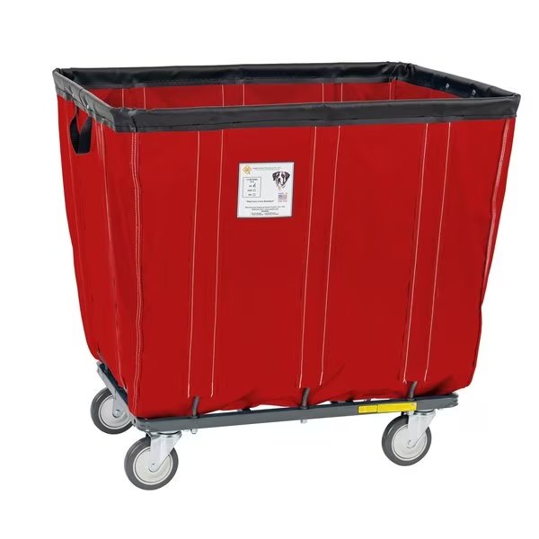 Vinyl Basket Truck with Steel Base, 16 Bushel, Red, R&B Wire Products, Mfr#: 416SOC/RD