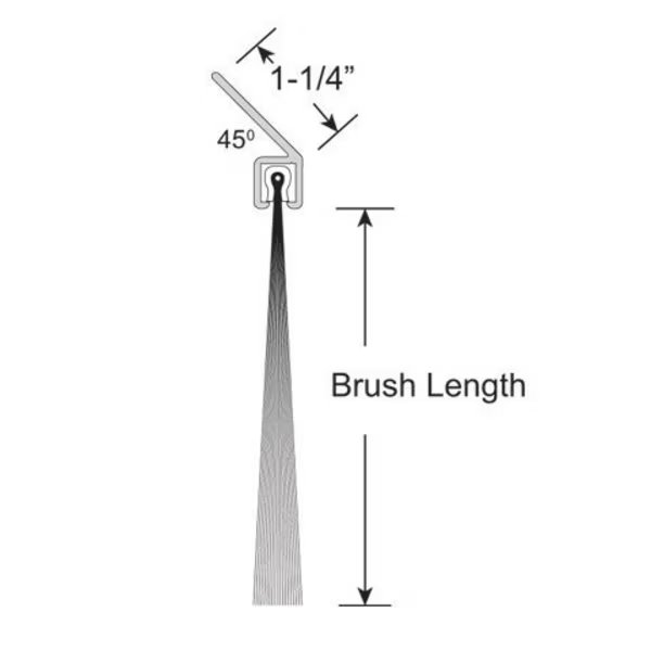 Brushseal, Polyp., 1-1/4-in x 45 Degree Holder, 2-in Brush, 94-in., American Garage Door Supply, Mfr#: BP4122-94