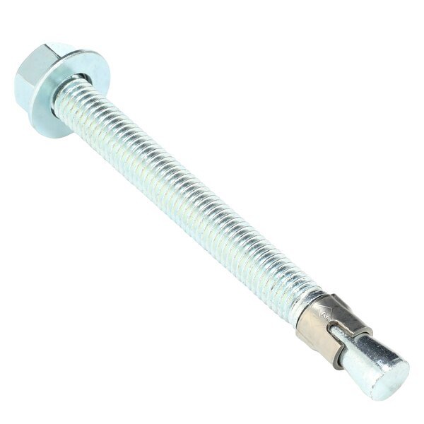 SUP-R-STUD + Wedge Anchor, 1/2" Dia., 5-1/2" L, Steel Zinc Plated, 10 PK, Mkt Fastening, Mfr#: 2612512