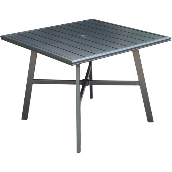 All-Weather Commercial-Grade Aluminum 38" Square Slat-Top Dining Table, Hanover, Mfr#: HANCMDNTBL-38SL