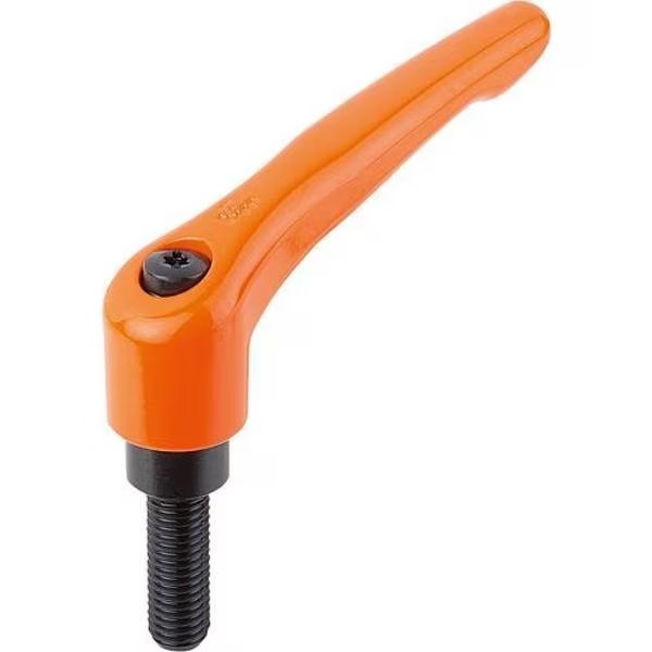 Adjustable Handle, Modern Design, Sz. 2, 3/8-16X20, Die Cast Zinc Orange RAL 2004, Comp: Steel, Kipp, Mfr#: K0122.2A42X20