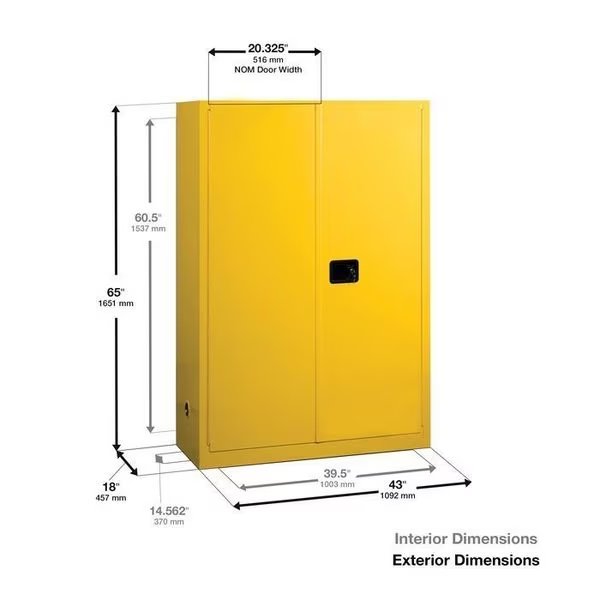 Flammable Liquid Safety Cabinet, Yellow, Eagle Mfg, Mfr#: YPI4510X