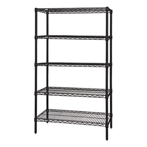 Wire Shelving, 18"X24"X54", Black Epoxy, Quantum Storage Systems, Mfr#: WR54-1824BK-5