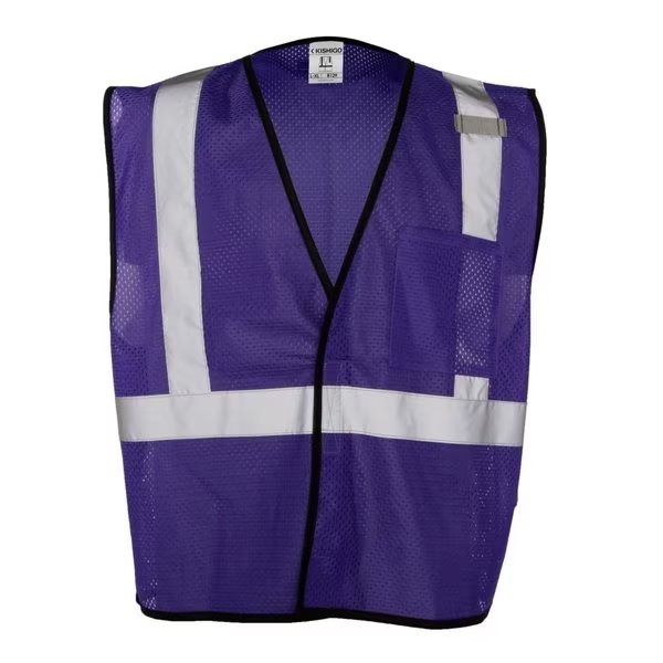 High-Visibility Vest, Purple, 4XL/5XL, Kishigo, Mfr#: B129-4X-5X