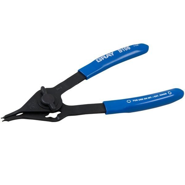 Snap Ring Plier, Convertible Internal/external, 6" Long, Straight .038 Fixed Tip, Gray Tools, Mfr#: B106