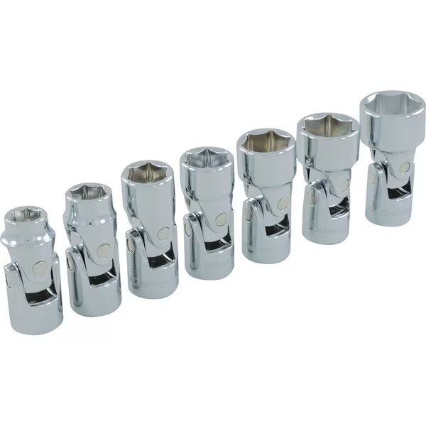 Tools 3/8"Dr 7Pcs 6 Point SAE, Universal Joint Socket Set, 3/8" - 3/4", Dynamic, Mfr#: D010026