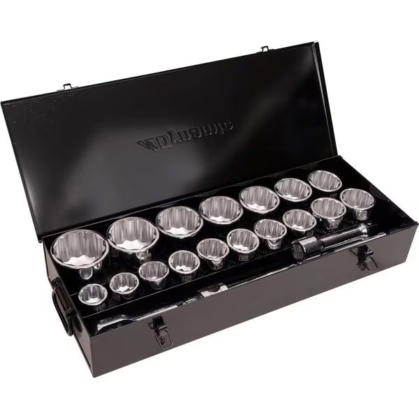Tools 1" Drive 21 Piece 12-Point Standard SAE Socket & Attachment Set, Dynamic, Mfr#: D027001