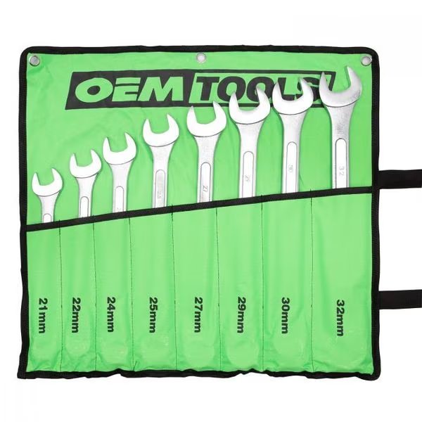 8 Piece Jumbo Combination Wrench Set (21mm - 32mm), Oemtools, Mfr#: 22120