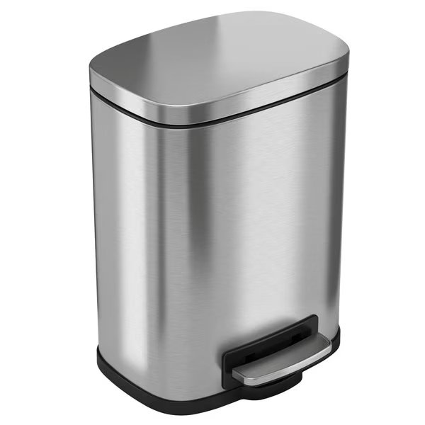 1.3 gal Fire Rated Trash Can, Silver, Stainless Steel and ABS Plastic, Hls Commercial, Mfr#: HLSS01RFR