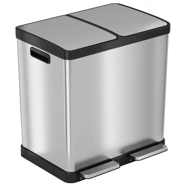 16 gal Fire Rated Trash Can, Silver, Stainless Steel and ABS Plastic, Hls Commercial, Mfr#: HLSS16RFR