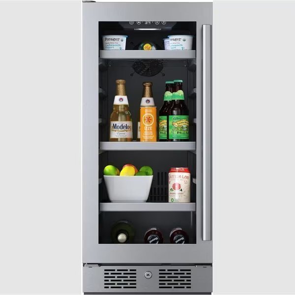 15 Inch Wide 86 Can Beverage Center with LED Lighting, Avallon, Mfr#: ABR152SGLH