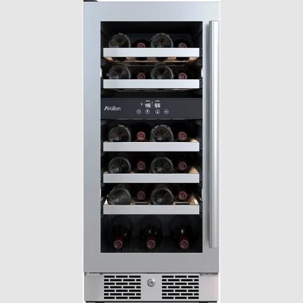 15 Inch Wide 23 Bottle Capacity Dual Zone Wine Cooler with Left Swing Door, Avallon, Mfr#: AWC152DZLH