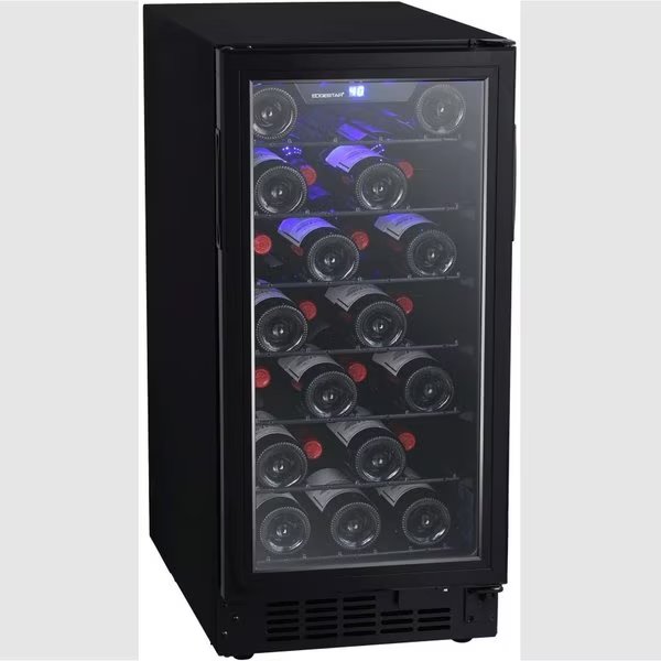 15 Inch Wide 25 Bottle BuiltIn Single Zone Wine Cooler with Reversible Door and LED Lighting, Edgestar, Mfr#: BWR301BL