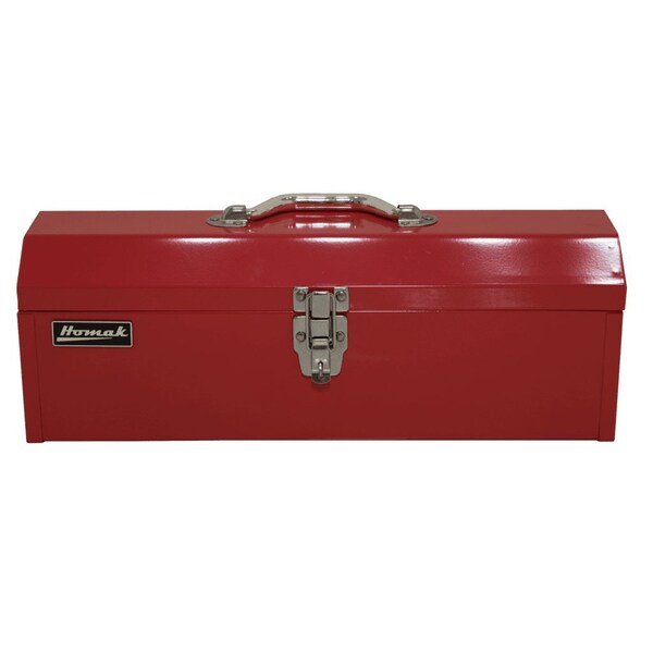 19in Red Metal Toolbox w/ Black Metal Tray
