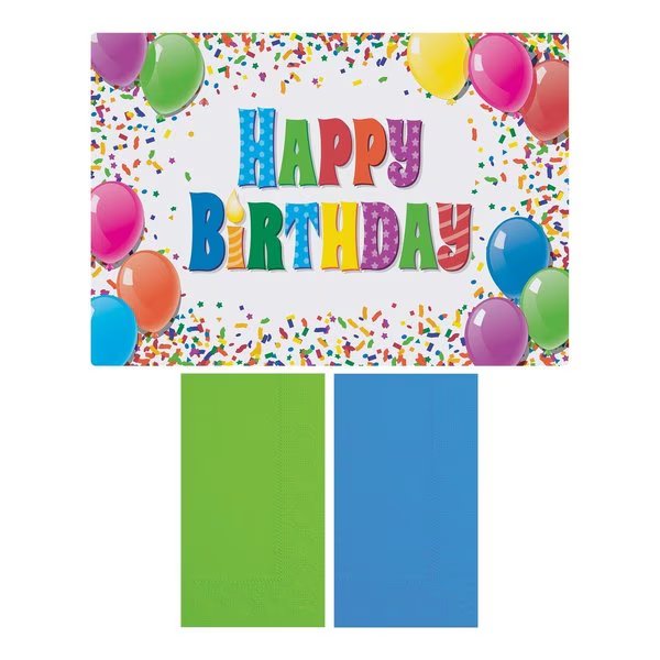 Happy Birthday Placemat and Napkin Combo Pack PK 500 PK, Hoffmaster, Mfr#: 856784