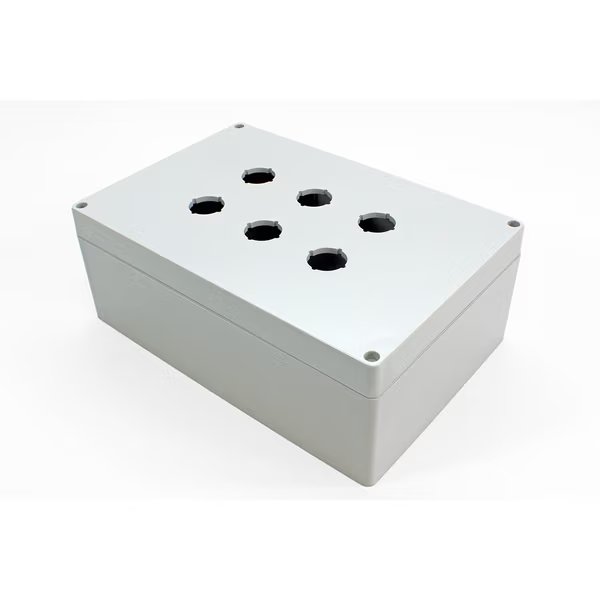 6 hole, 22.5mm, Pushbutton Enclosureosure, Polycarbonate, Hammond, Mfr#: 1554MPB6
