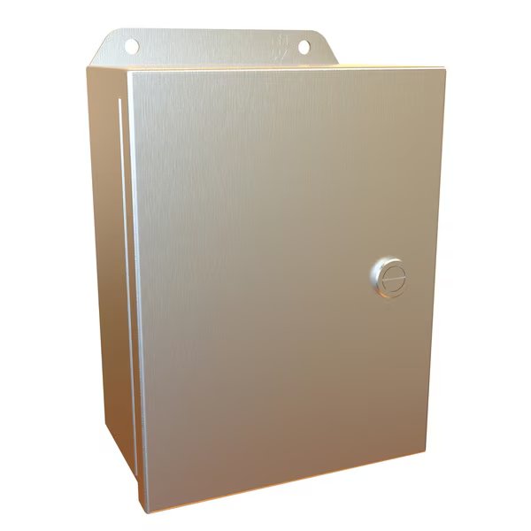 316 Stainless Steel Enclosure, 8 in H, 6 in W, 3-1/2 in D, NEMA 4X, Hinged, Hammond, Mfr#: EJ863S16