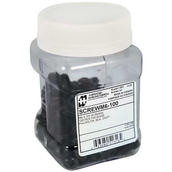 M6 Rack Screws, 100-Count, Hammond, Mfr#: SCREWM6-100