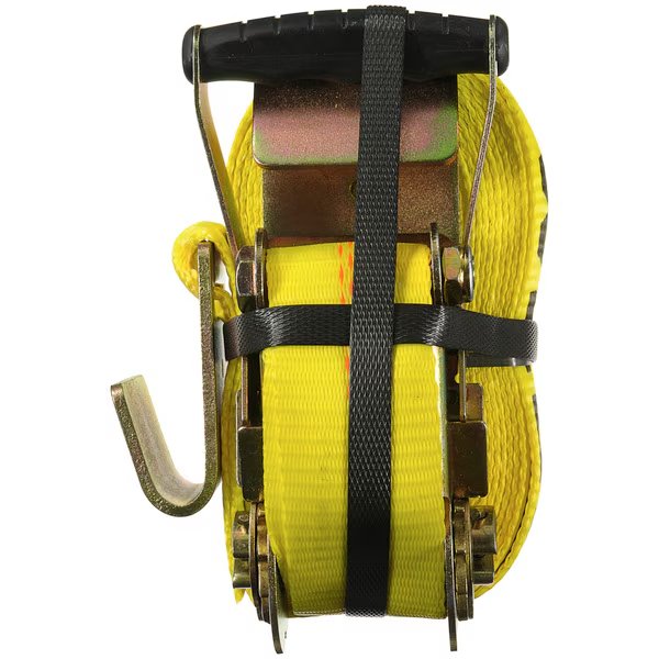 27'X2" Ratchet Tie-Down, Yellow, Flat Hooks, 3,333Lbs WLL, Keeper, Mfr#: 4623