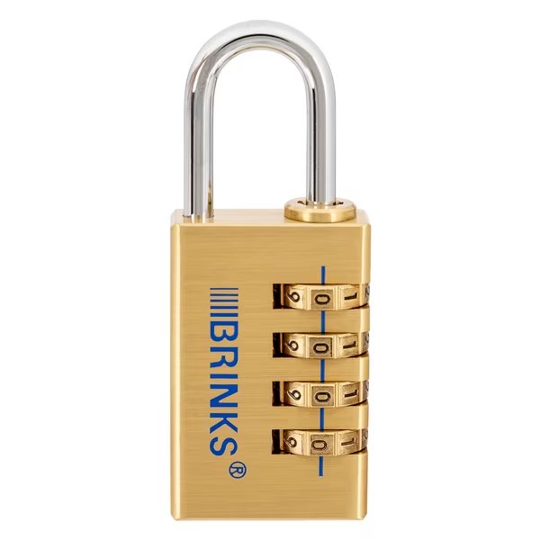 Combination Padlock, Brass, 30mm Resettable, Brinks, Mfr#: 171-30051