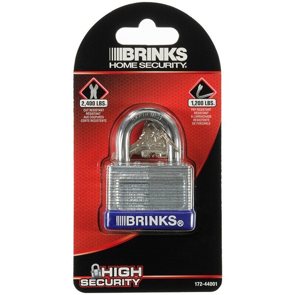 Keyed Different Padlock, Laminated Steel, 44mm, High Security, Brinks, Mfr#: 172-44001