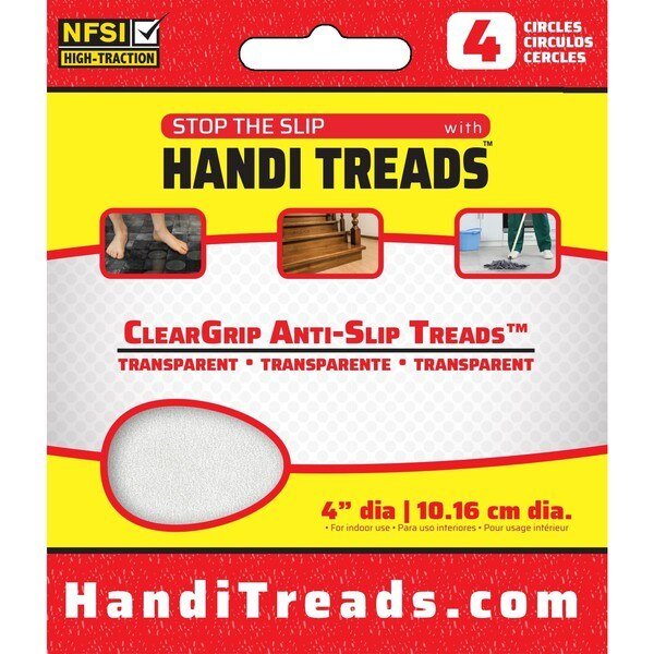 ClearGrip 4" Non-Slip Adhesive Rounds, 4 pack, Rubberized, Handi Treads, Mfr#: HTCC04CP4