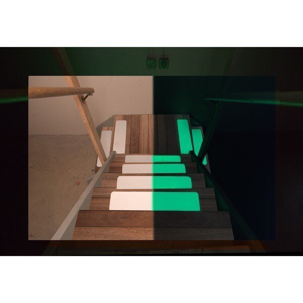 Adhesive Anti-Slip Treads 6"x 24"- Glow Grit, PK4, Handi Treads, Mfr#: HTTG0624LP4