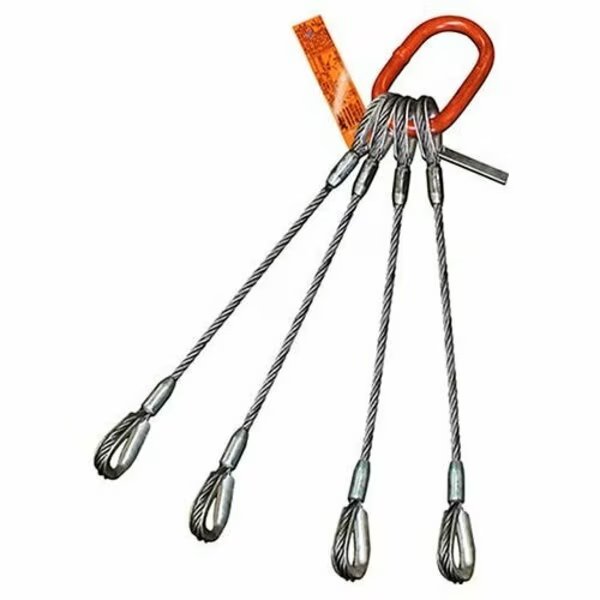 Four Leg Wire Rope Slng, 5/16 in dia, 10ft L, HD Thimble, 3.5 ton Capacity, Hsi, Mfr#: 400HT5/16XD-10