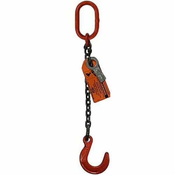 Sngl Leg Chain Slng, 3/8 in dia, 14ft L, Oblong Link to Foundry Hook, 8,800lb Lmt, Hsi, Mfr#: 10SOF3/8-14