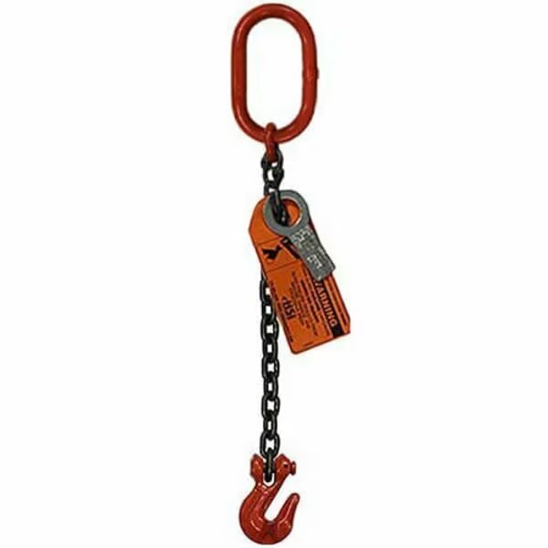 Sngl Leg Chain Slng, 9/32 in dia, 4ft L, Oblong Link to Grab Hook, 4,300lb Lmt, Hsi, Mfr#: 10SOG9/32-04
