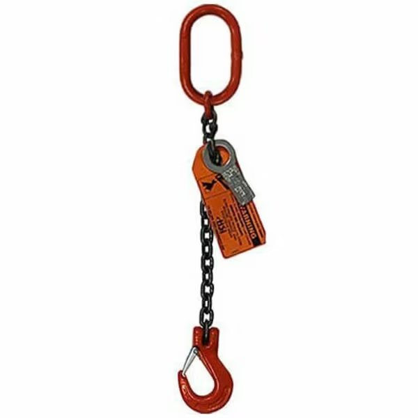 Sngl Leg Chain Slng, 3/4 in dia, 24ft L, Oblong Link to Slng Hook, 35,300lb Lmt, Hsi, Mfr#: 10SOS3/4-24