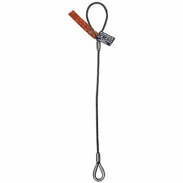 Sngl Leg Wire Rope Slng, 5/16 in dia, 3ft L, Flemish Loop to HD Thimble, 1 Ton Capacity, Hsi, Mfr#: 105B5/16XET-03