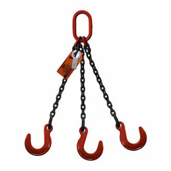 Three Leg Chain Slng, 9/32 in dia, 22ft L, Oblong Link to Foundry Hook, 11,200lb Lmt, Hsi, Mfr#: 10TOF9/32-22