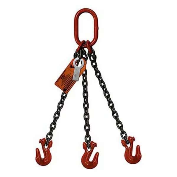 Three Leg Chain Slng, 1/2 in dia, 10ft L, Oblong Link to Grab Hook, 39,000lb Lmt, Hsi, Mfr#: 10TOG1/2-10