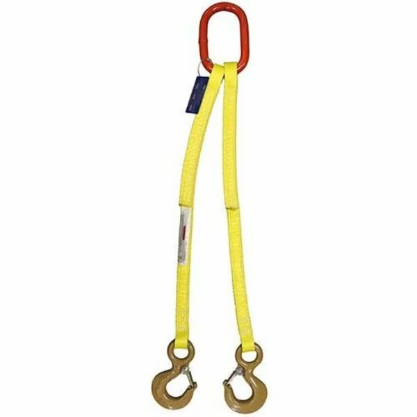 Two Leg Nylon Bridle Slng, Two Ply, 2in Web W, 2ft L, Oblong Link to Hook, Safety Latch, 12,000lb, Hsi, Mfr#: DOS-EE2-802-02
