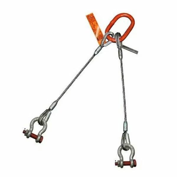 Two Leg Wire Rope Bridle Slng, 5/16 in dia, 24ft L, Bolt Anchor Shackle, 1.7 ton Capacity, Hsi, Mfr#: 200BAS5/16XD-24