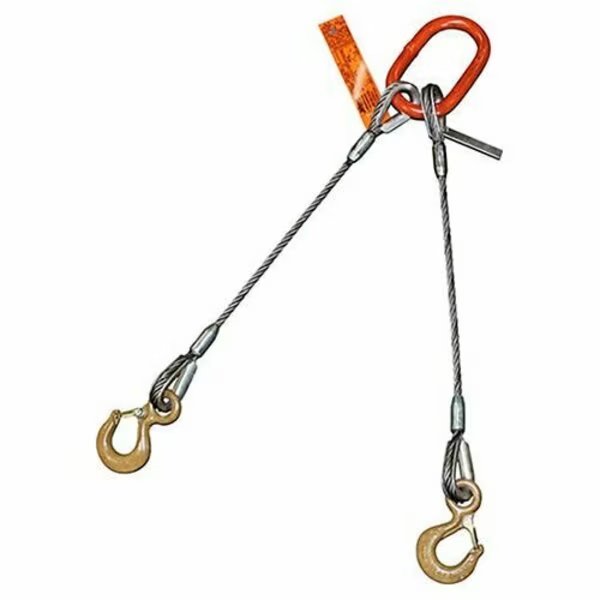 Two Leg Wire Rope Bridle Sling, 5/16 in dia, 10 ft Length, Eye Hook, 1.7 ton Capacity, Hsi, Mfr#: 200EH5/16X-10