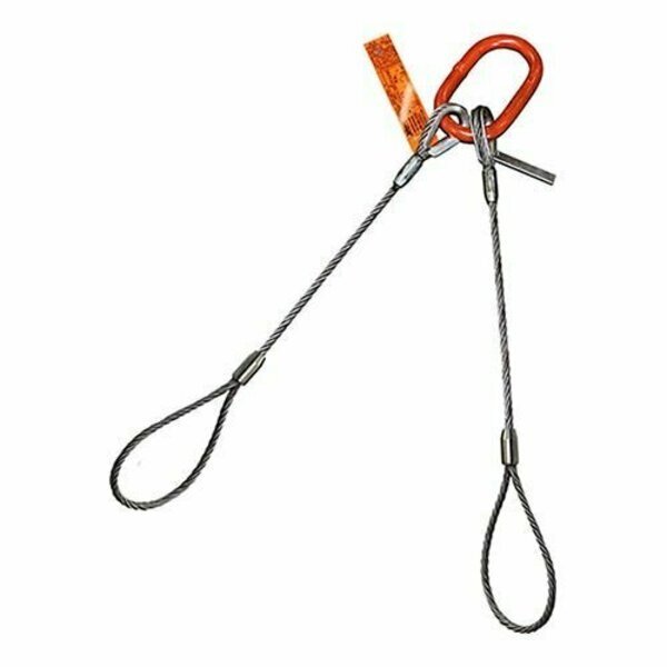 Two Leg Wire Rope Bridle Slng, 3/8 in dia, 10ft L, Flemish Loop, 2.5 ton Capacity, Hsi, Mfr#: 200FL3/8XD-10