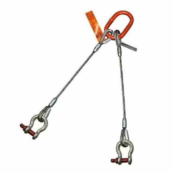 Two Leg Wire Rope Sling, 7/8 in dia, 22 ft Length, Screw Pin Anchor Shackle, 13 ton Capacity, Hsi, Mfr#: 200SPA7/8X-22