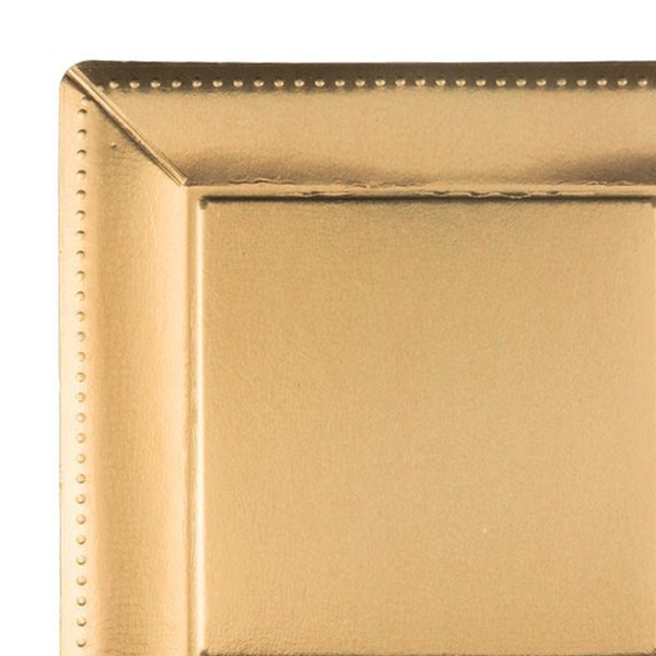 13" Gold Square Edge Beaded Disposable Paper Charger Plates (120 Plates), 120PK, Smarty Had A Party, Mfr#: 2690-SG-CASE
