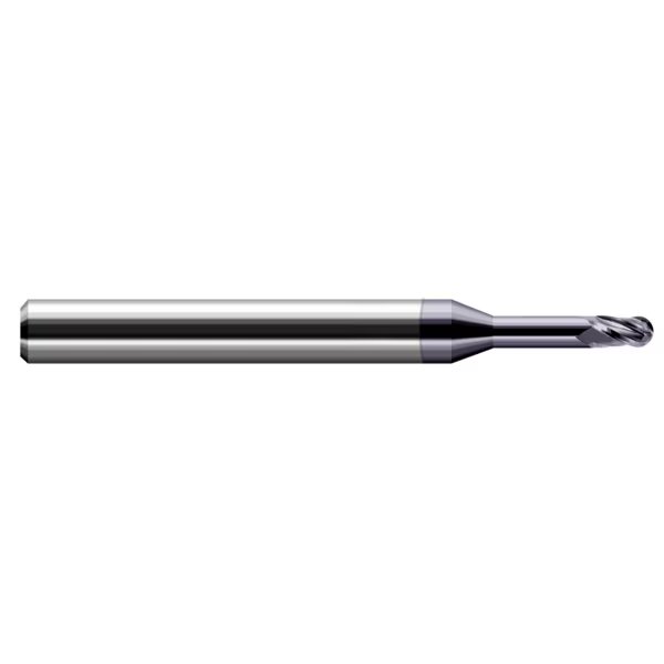 Miniature End Mill - Ball - Long Reach, Stub Flute, 0.0140", Finish - Machining: AlTiN, Harvey Tool, Mfr#: 33414-C3