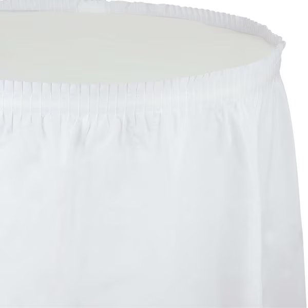 White Plastic Tableskirt, 14', 6PK, Touch Of Color, Mfr#: 010047C