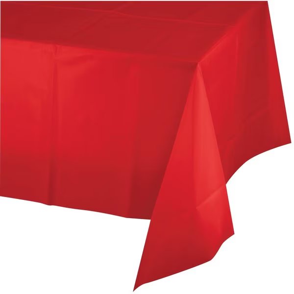Classic Red Plastic Tablecloth, 108"x54", 12PK, Touch Of Color, Mfr#: 011031