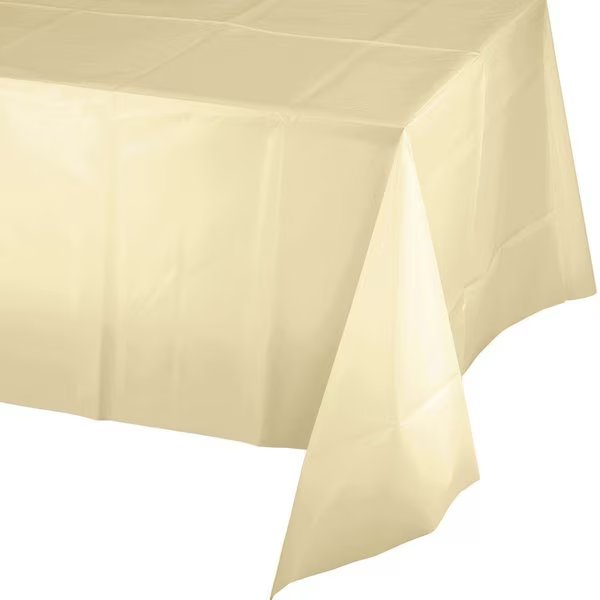 Ivory Plastic Tablecloth, 108"x54", 12PK, Touch Of Color, Mfr#: 01489